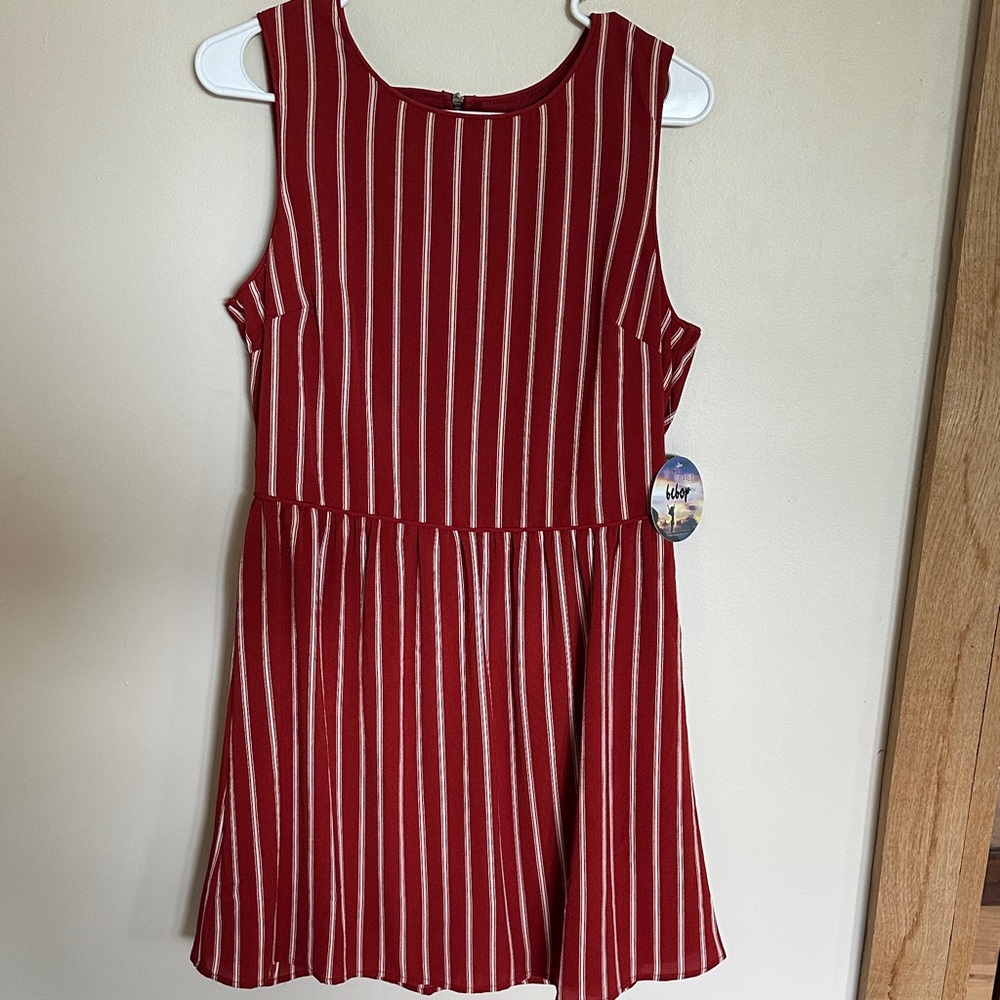 Burnt Orange Striped Dress w Zip Up Back, Fall Dress, NWT